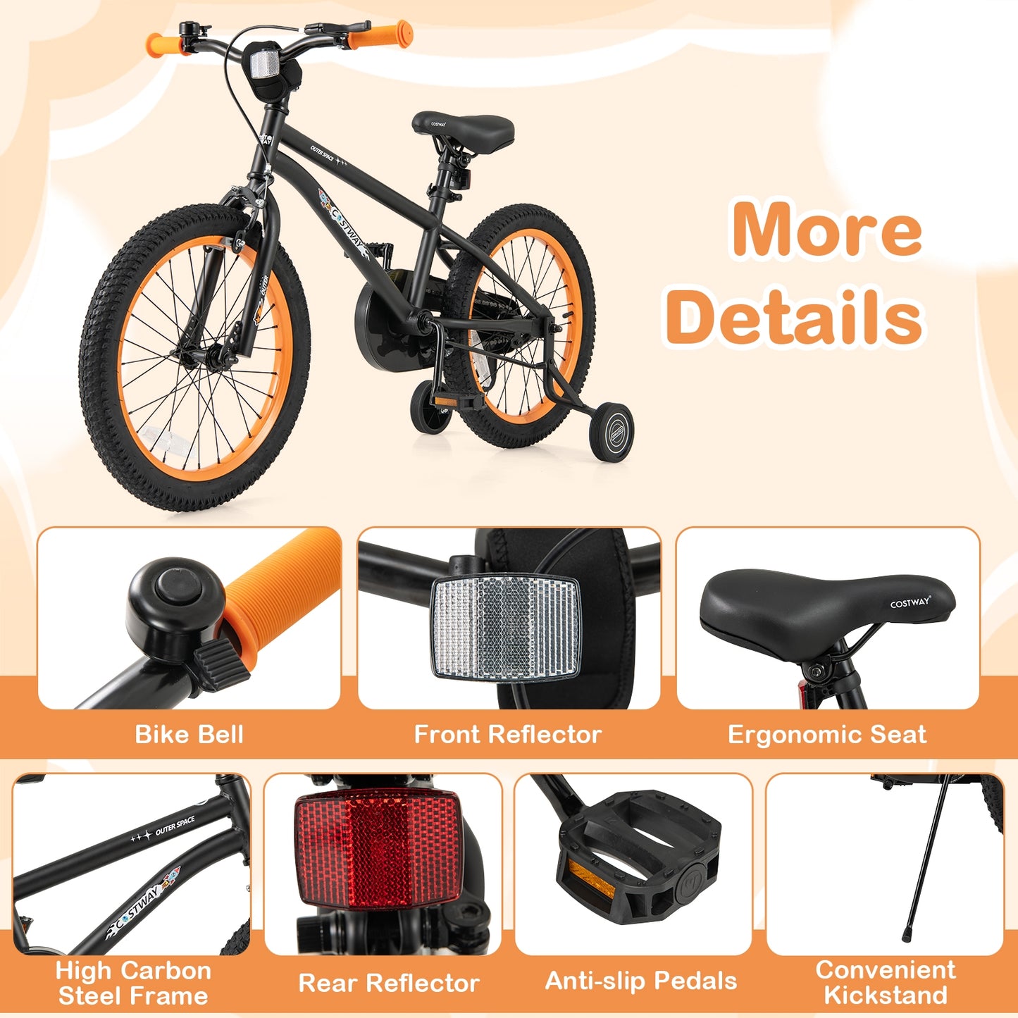 18-Inch Kids Bike Sport Bicycle for 4-8 Years Old with Adjustable Seat-18 inches Kids Crystal