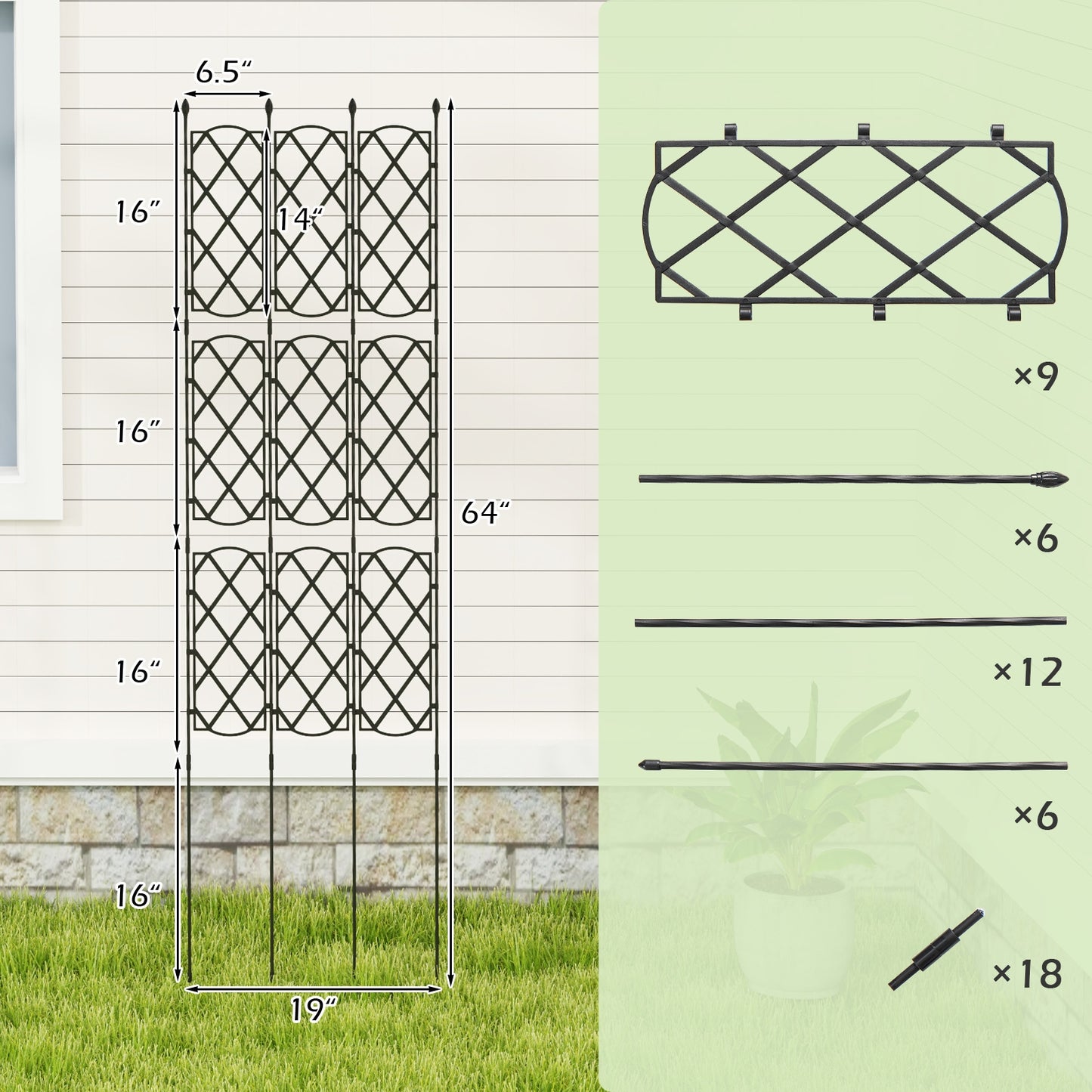 3-Pack Outdoor Plant Support Frame for Raised Garden Bed Kids Crystal