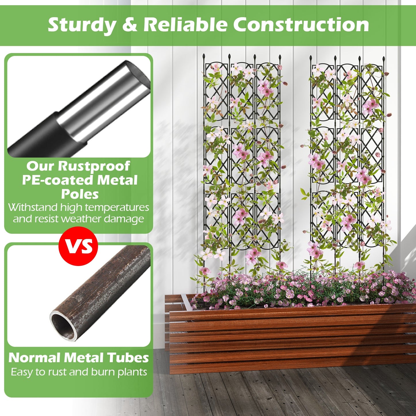 3-Pack Outdoor Plant Support Frame for Raised Garden Bed Kids Crystal