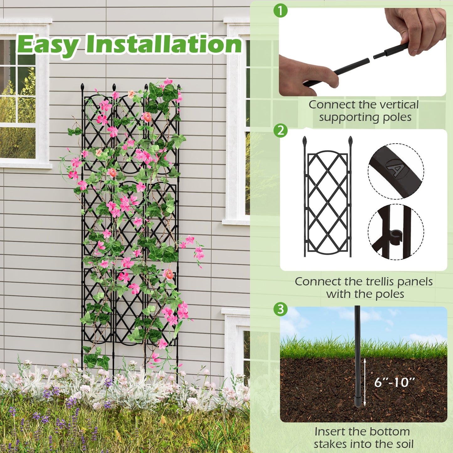3-Pack Outdoor Plant Support Frame for Raised Garden Bed Kids Crystal