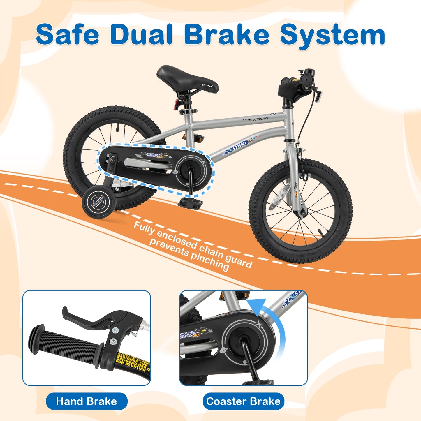 14-Inch Kids Bike Bicycle for Boys Girls 3-5 with High Carbon Steel Frame Kids Crystal
