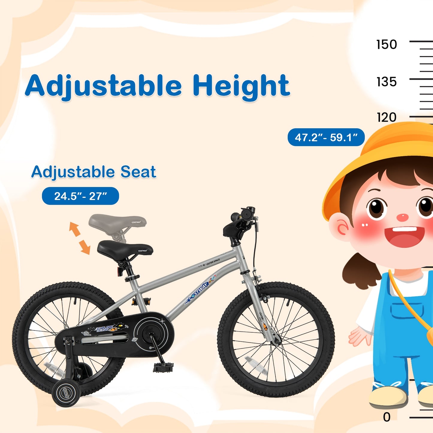 18-Inch Kids Bike Bicycle for Boys Girls 4-8 with High Carbon Steel Frame Kids Crystal