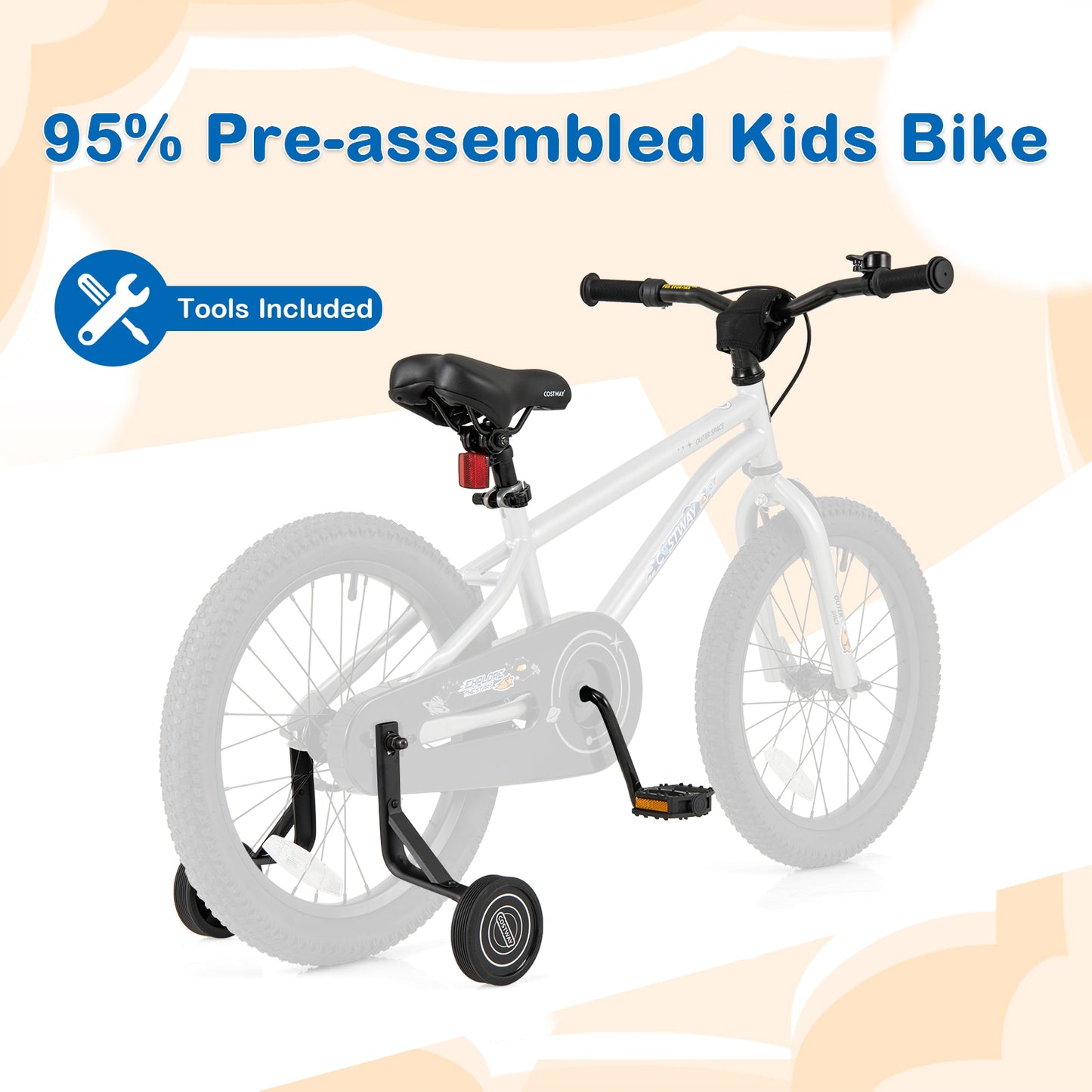 18-Inch Kids Bike Bicycle for Boys Girls 4-8 with High Carbon Steel Frame Kids Crystal
