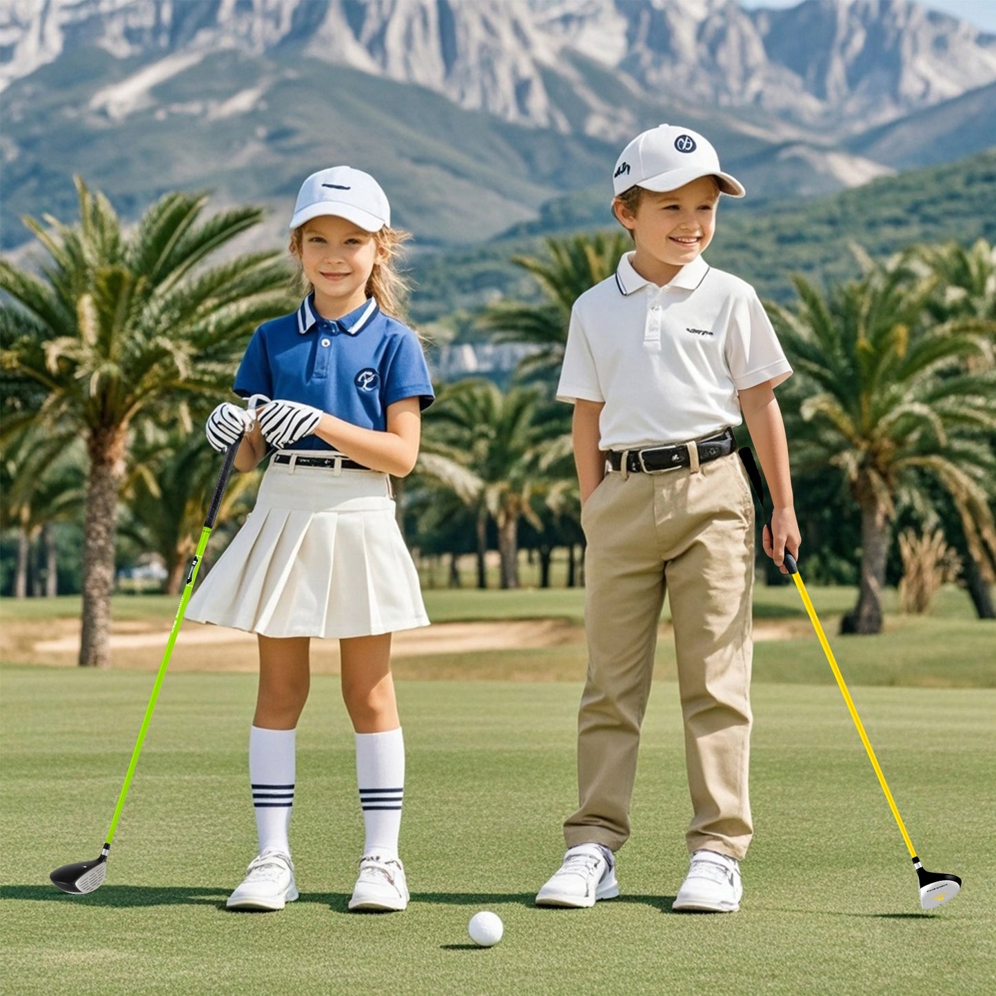 34 Inch 165CC Junior #3 Fairway Wood Golf Club with Fiberglass Shaft for Kids Ages 8-10-Yellow Kids Crystal