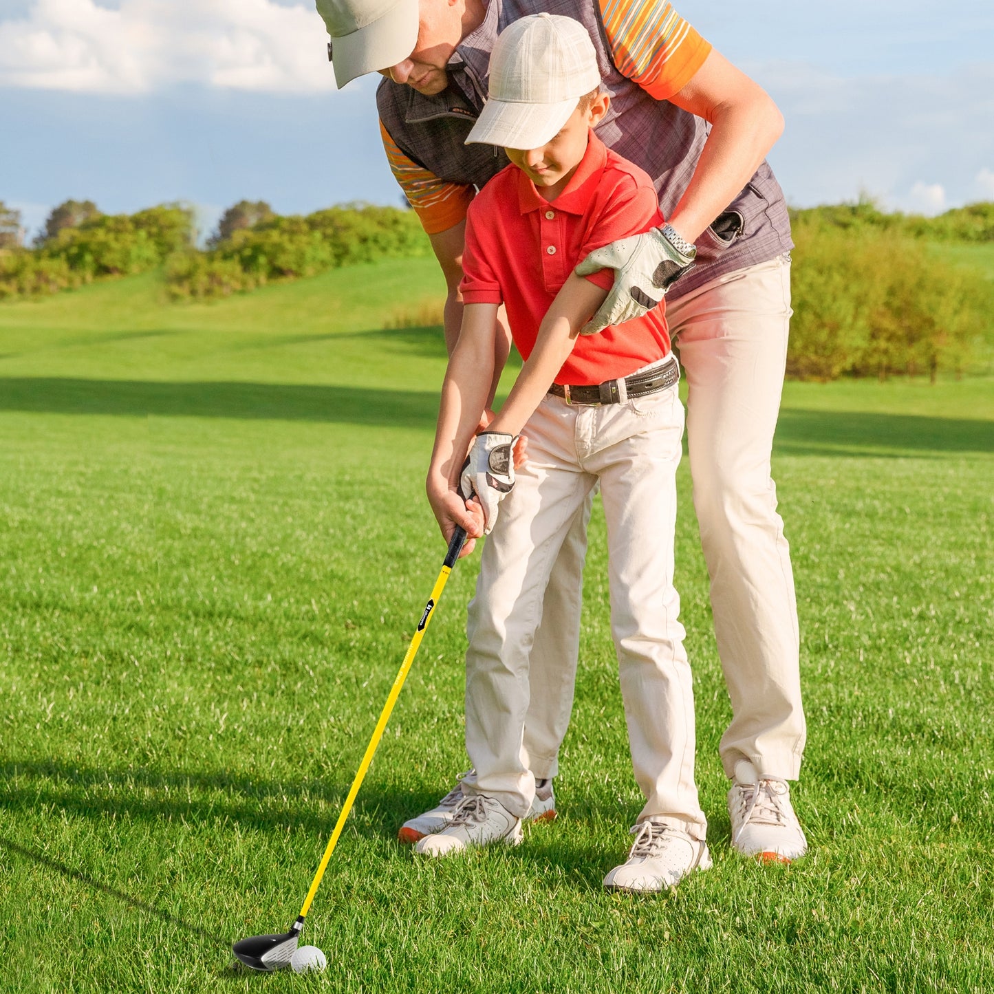 34 Inch 165CC Junior #3 Fairway Wood Golf Club with Fiberglass Shaft for Kids Ages 8-10-Yellow Kids Crystal