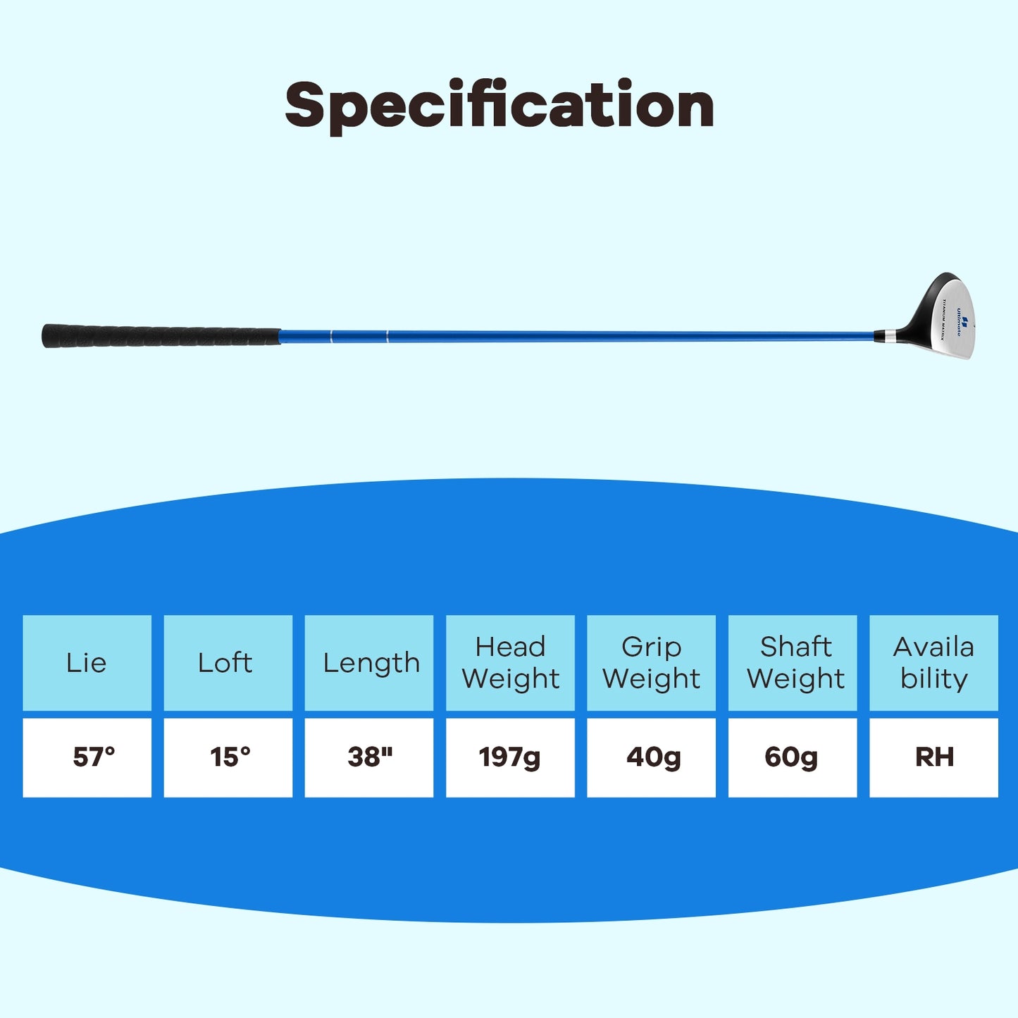 38 Inch 165CC Junior #3 Fairway Wood Golf Club with Fiberglass Shaft for Kids Ages 11-14-Blue Kids Crystal
