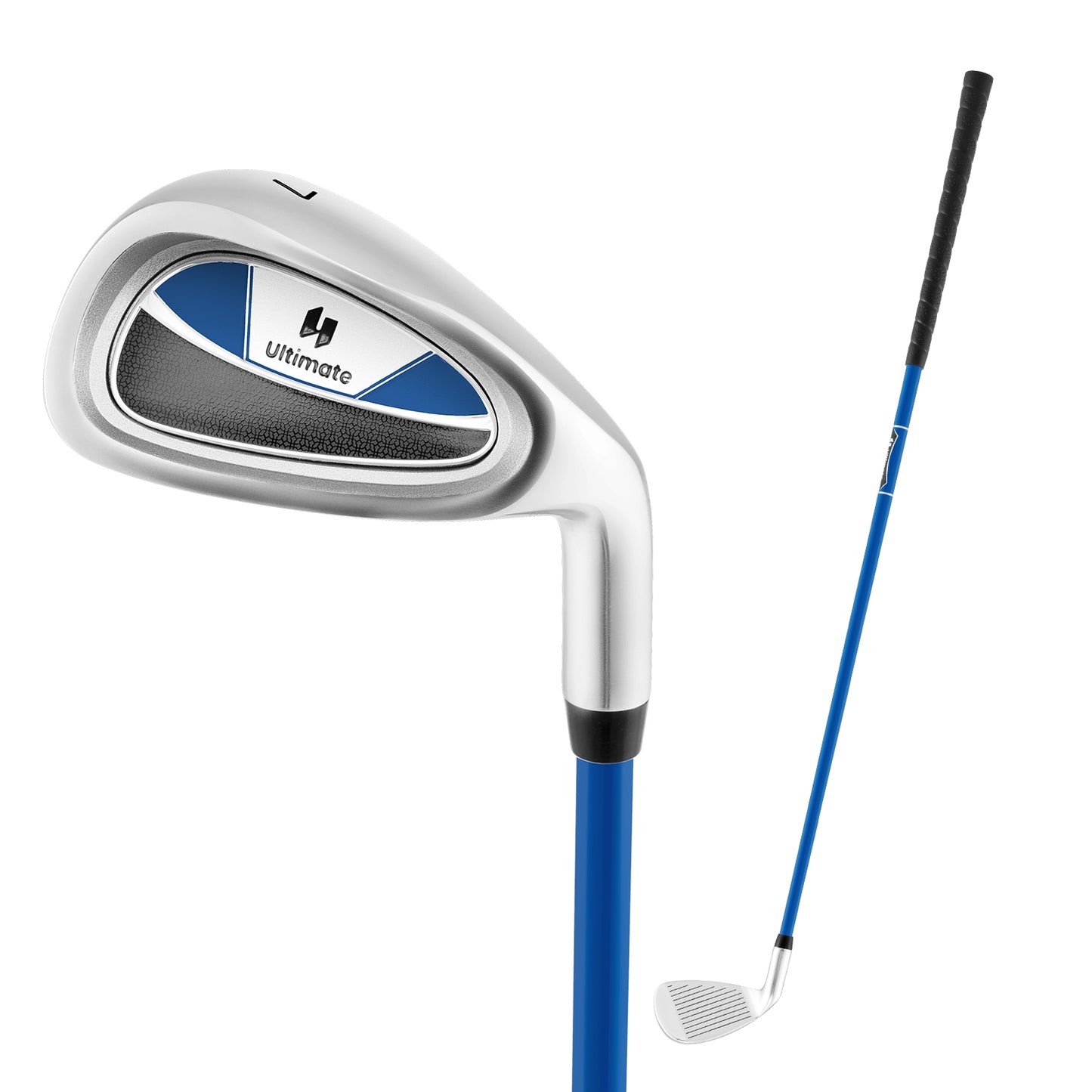 Junior #7 Iron for Kids with Fiberglass Shaft and Headcover-Blue Kids Crystal