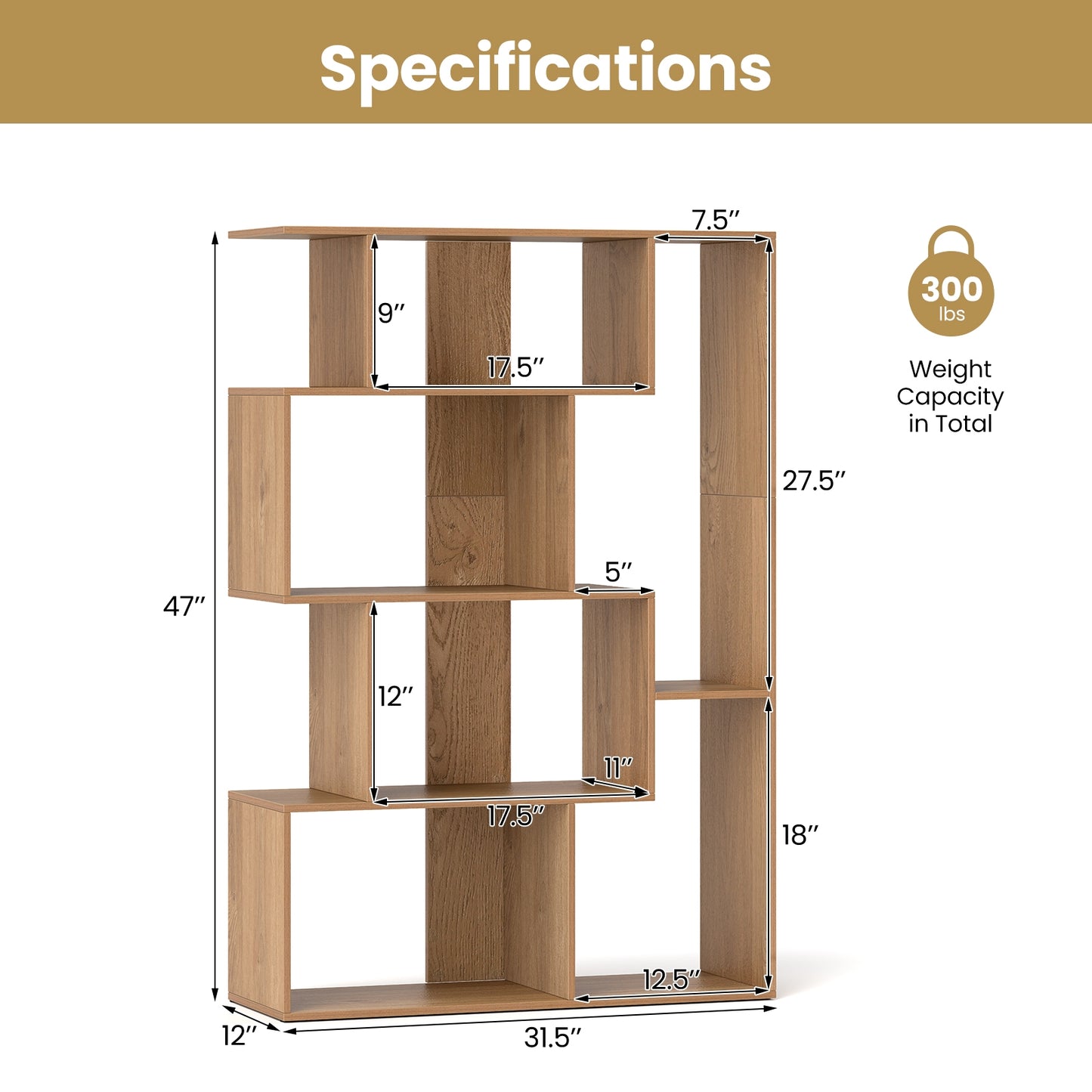 47 Inch 6-Cube Open-back Geometric Bookshelf for Bedroom Living Room-Natural Kids Crystal