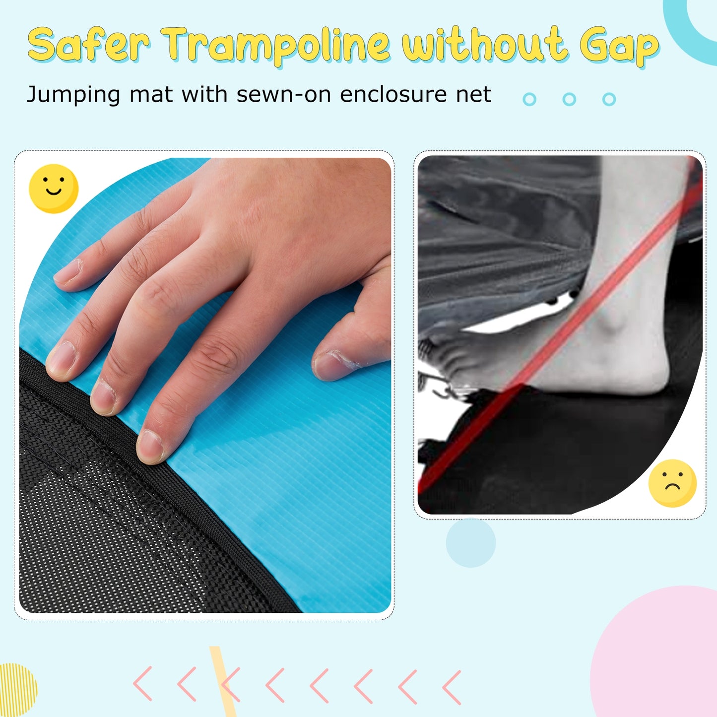 55 Inch Trampoline for Kids Toddler Mini Trampoline with Safety Enclosure Net-Blue Kids Crystal
