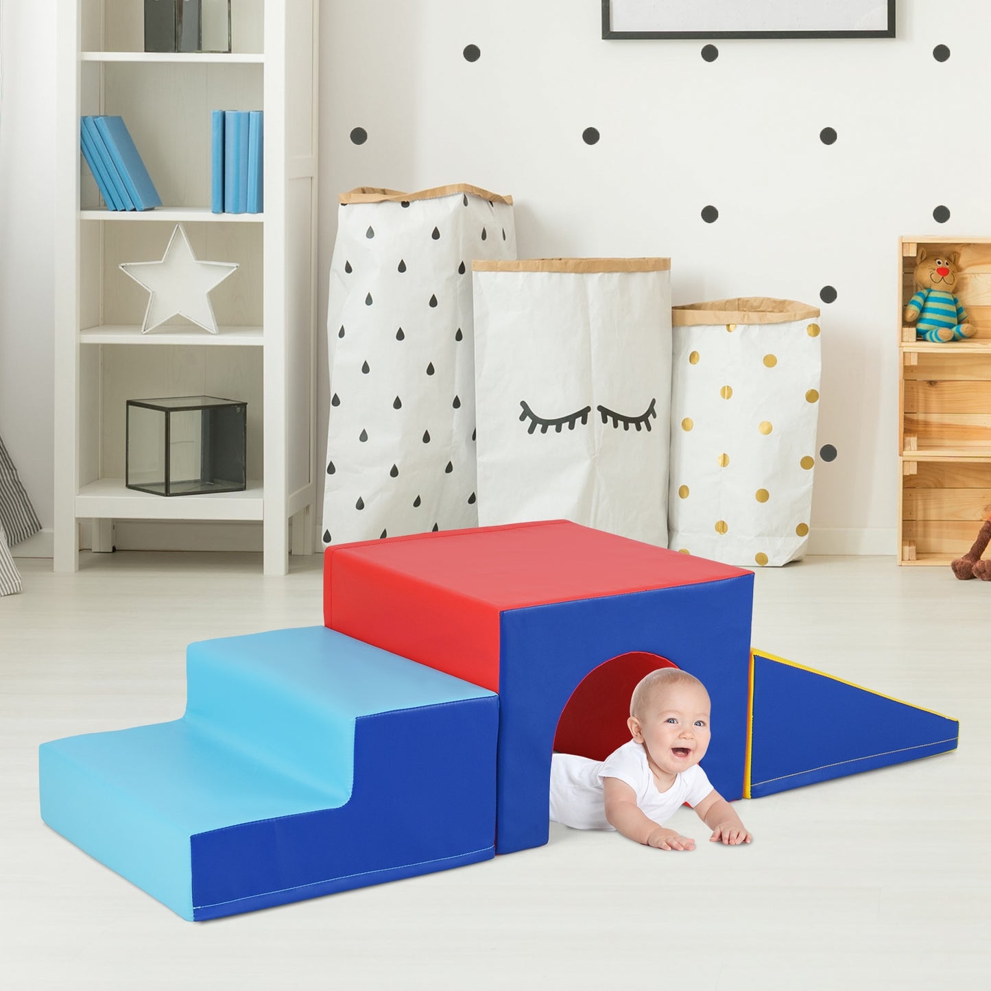 Climb and Crawl Foam Block Play Set for Infant Baby-Yellow Kids Crystal