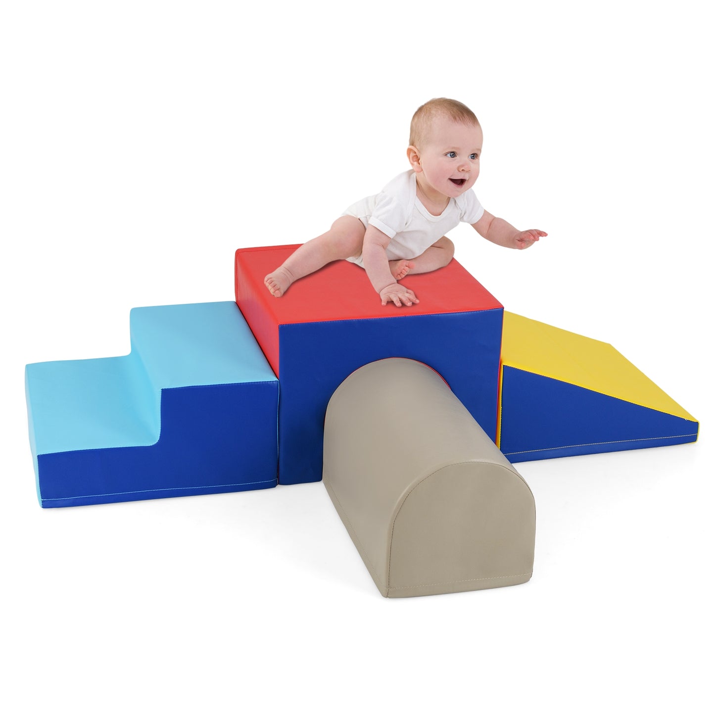 Climb and Crawl Foam Block Play Set for Infant Baby-Yellow Kids Crystal