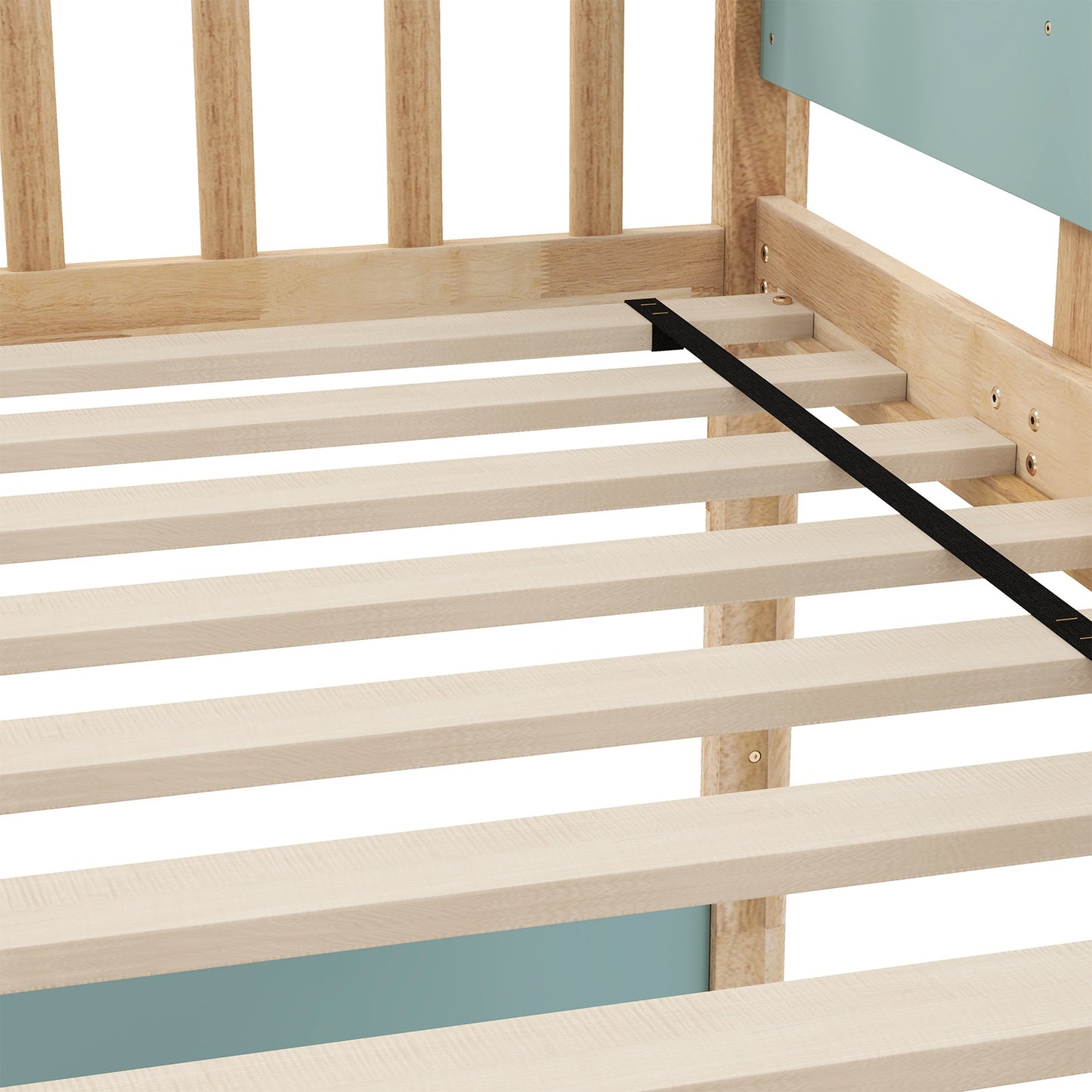 Twin Over Twin Bunk Bed with Ladder and Full-length Guardrails-Natural Kids Crystal