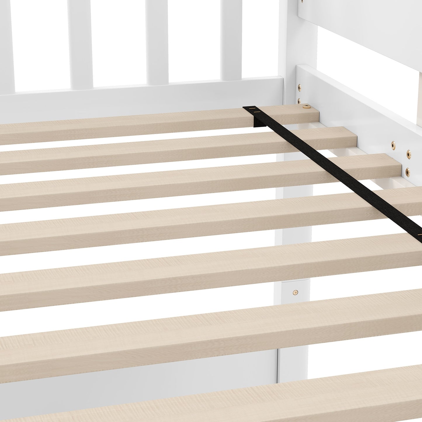 Twin Over Twin Bunk Bed with Ladder and Full-length Guardrails-White Kids Crystal