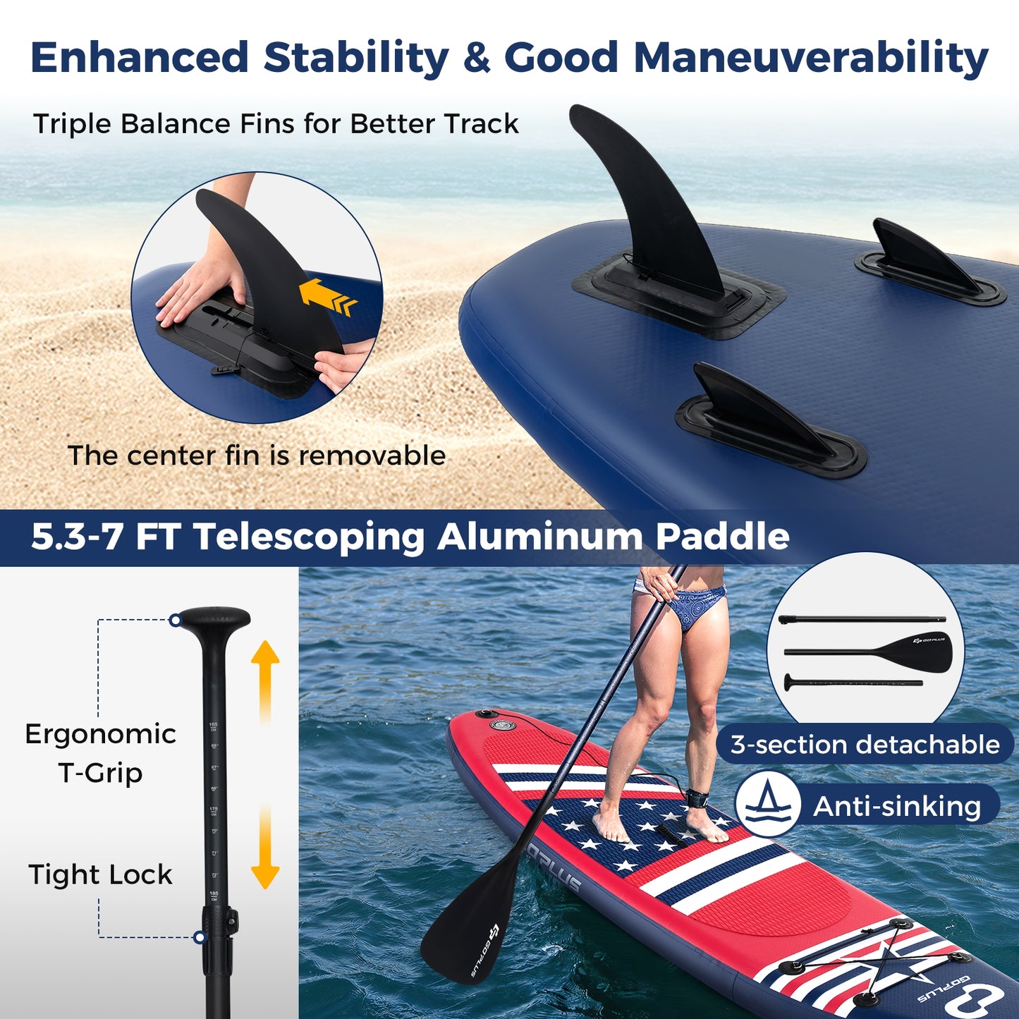 Inflatable Paddle Board with Removable Fin and Backpack-B Kids Crystal
