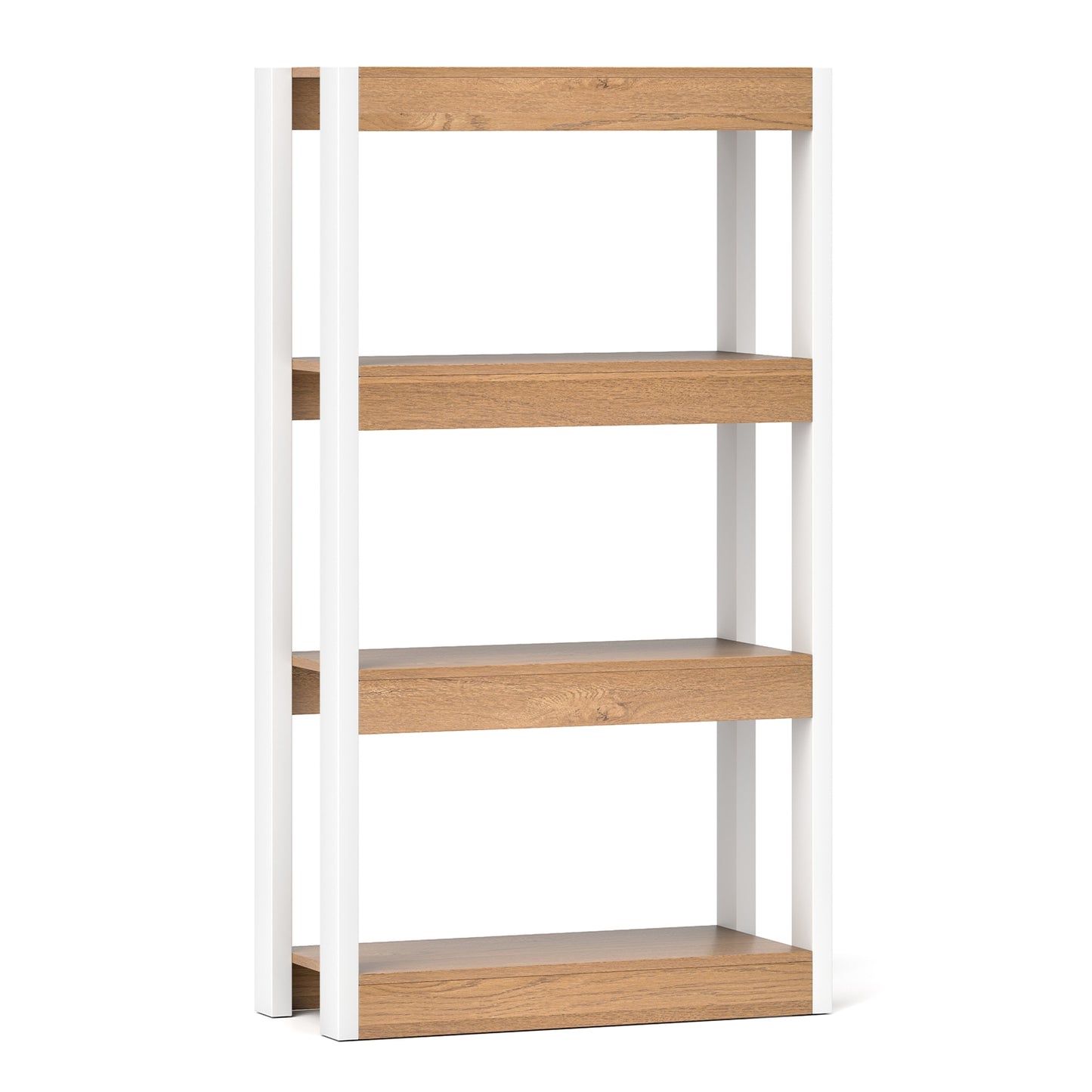 4 Tier Bookshelf Wooden Bookcase with Dual Anti-Tipping Kits-Natural Kids Crystal