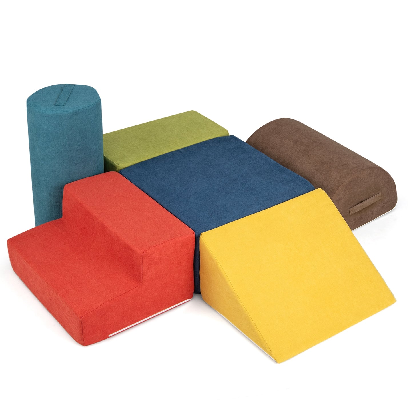 6-Piece Baby Climbing Blocks with 30D High-Density Foam and Carrying Handles-Multicolor Kids Crystal