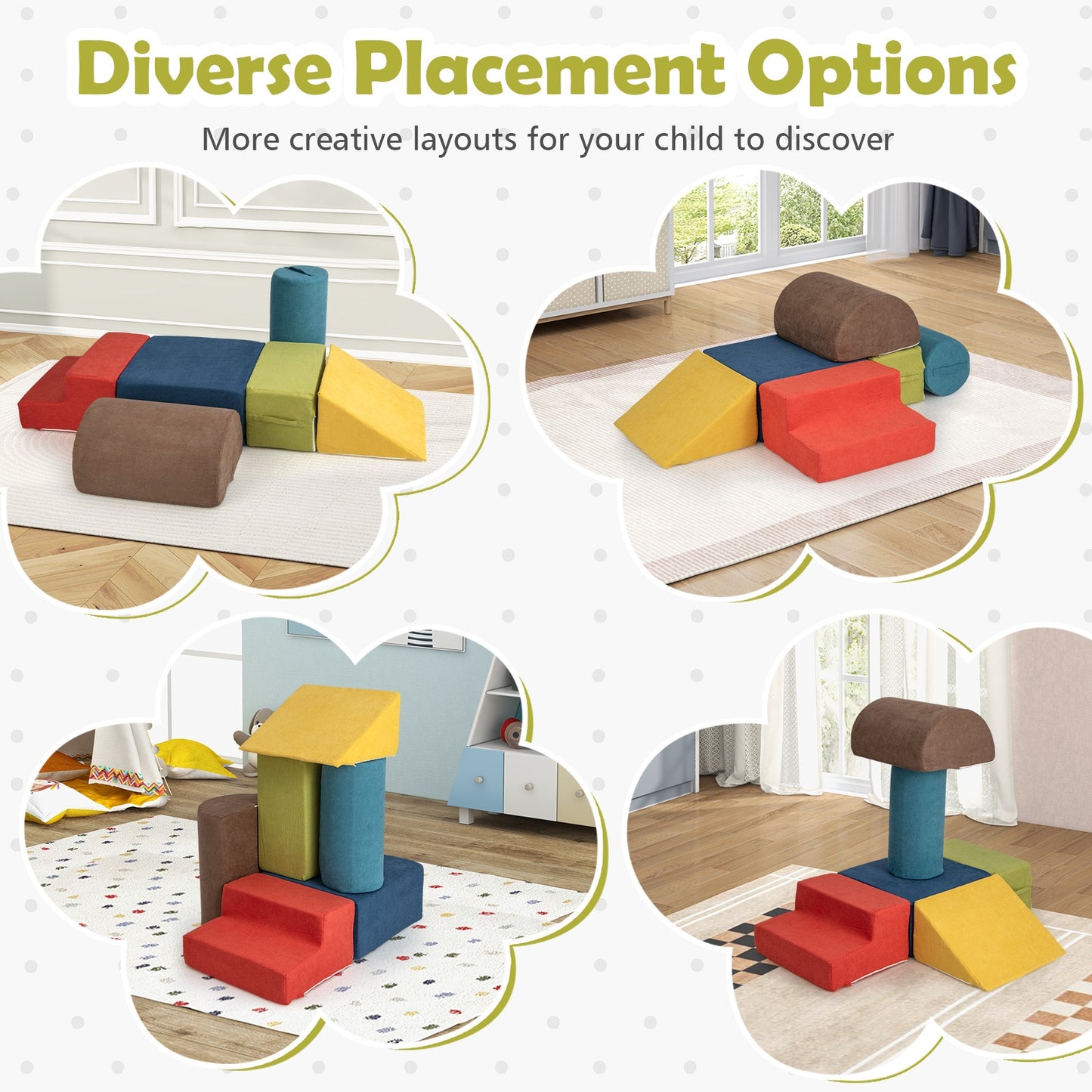 6-Piece Baby Climbing Blocks with 30D High-Density Foam and Carrying Handles-Multicolor Kids Crystal