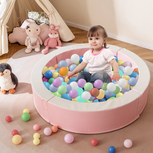 Detachable Foam Ball Pit with 50 Colorful Ocean Balls-Pink Kids Crystal
