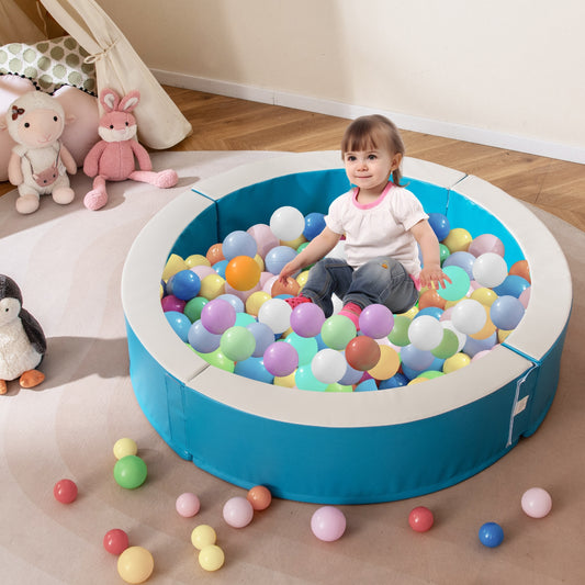 Detachable Foam Ball Pit with 50 Colorful Ocean Balls-Blue Kids Crystal