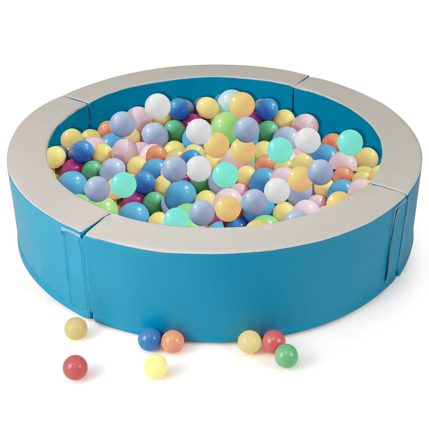 Detachable Foam Ball Pit with 50 Colorful Ocean Balls-Blue Kids Crystal