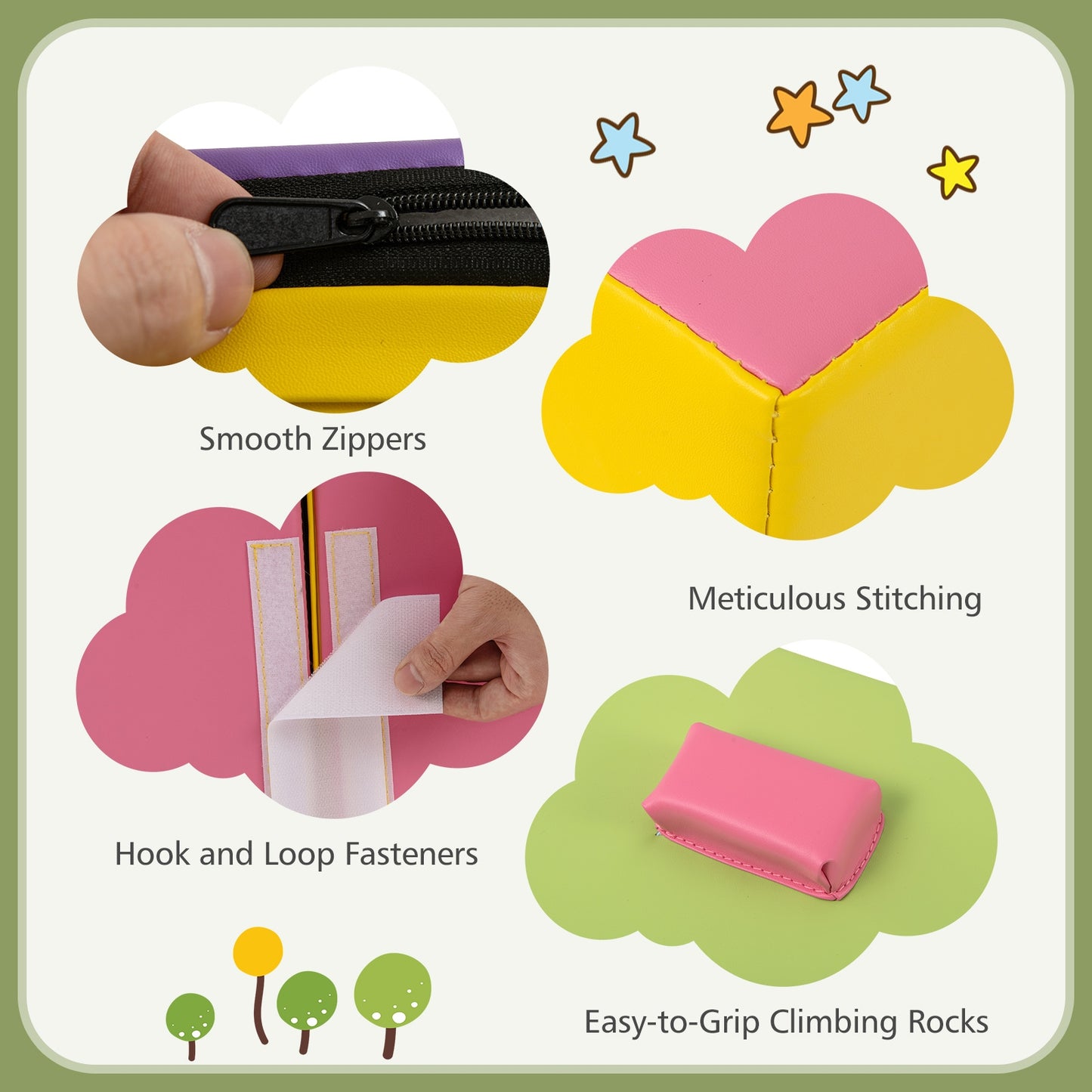 6-Piece Foam Climbing Blocks with Hook and Loop Fasteners Kids Crystal