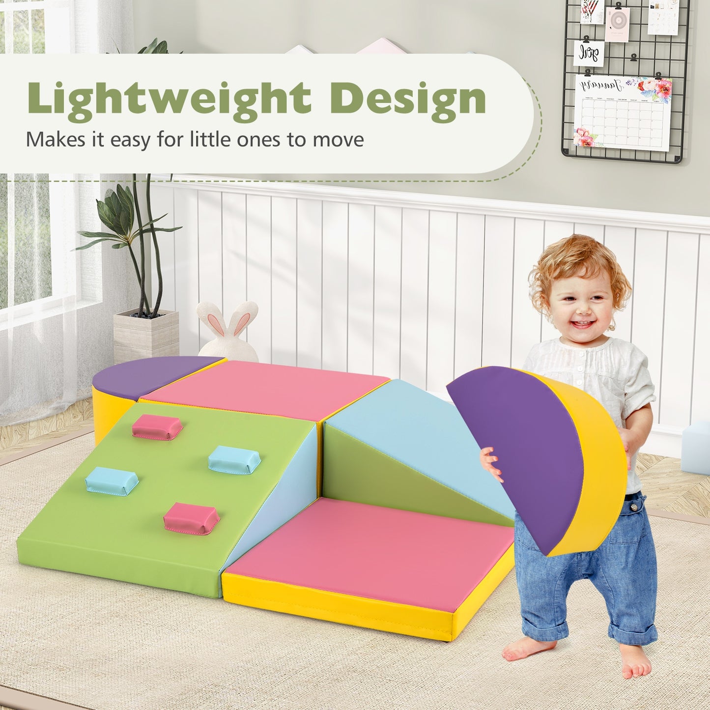 6-Piece Foam Climbing Blocks with Hook and Loop Fasteners Kids Crystal