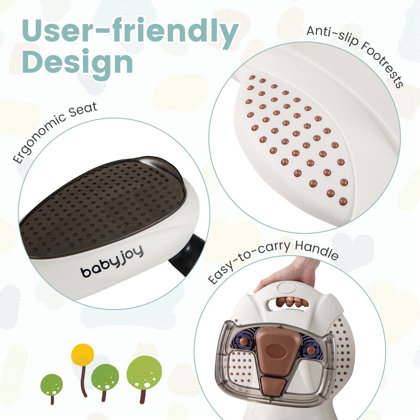 Wiggle Car with Hauling Rope Ride on Toy with Under-Seat Storage-Beige Kids Crystal