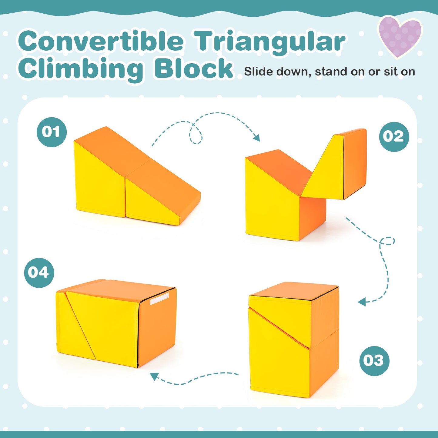 6 Pieces Foam Climbing Blocks Soft Play Climbing for Toddlers with Tunnel-Multicolor Kids Crystal