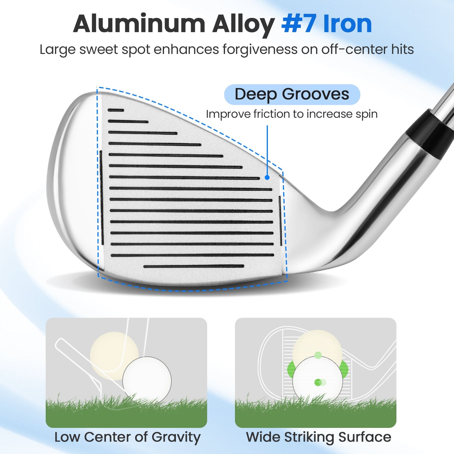 #7 Iron Single Golf Club for Men with Steel Shaft and Headcover Kids Crystal