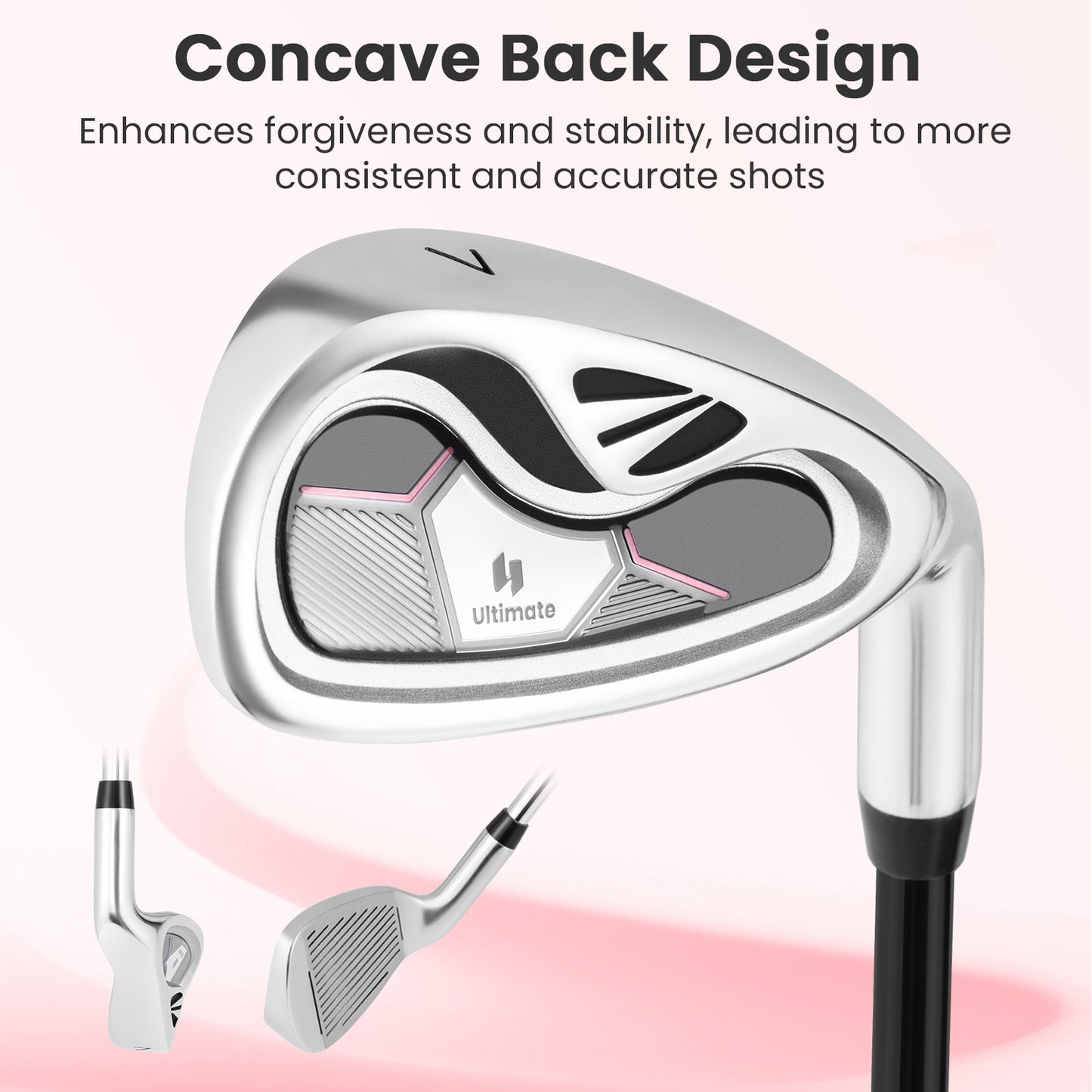 #7 Iron Single Golf Club for Women with Graphite Shaft and Headcover Kids Crystal