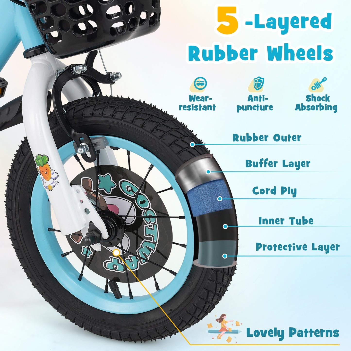 12 Inch Kids Bike with Adjustable Handlebar and Saddle for 3-4 Years Old-12 inches Kids Crystal