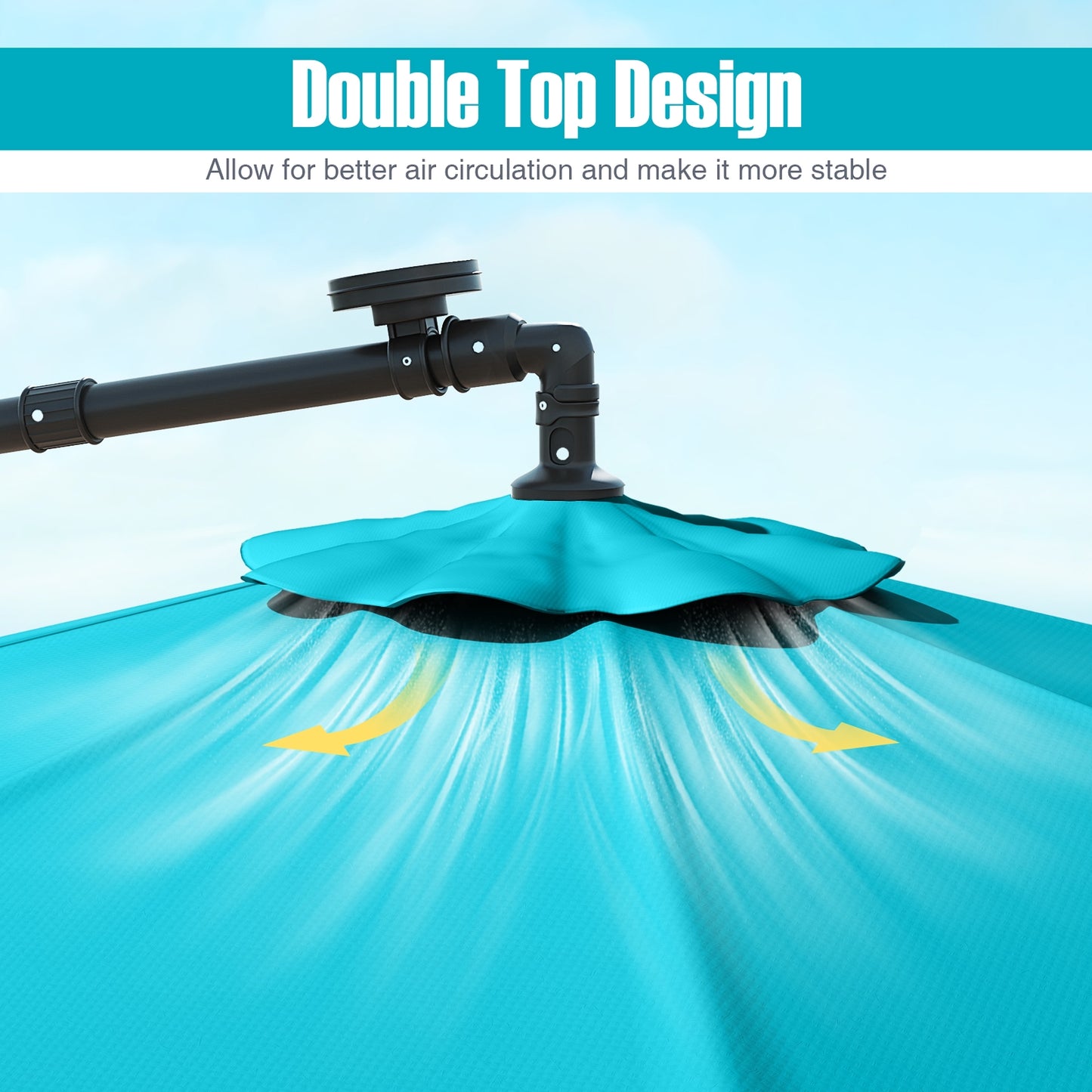 10 Ft Patio Umbrella Offset Cantilever Umbrella with 40 Solar Powered Lights-Turquoise Kids Crystal