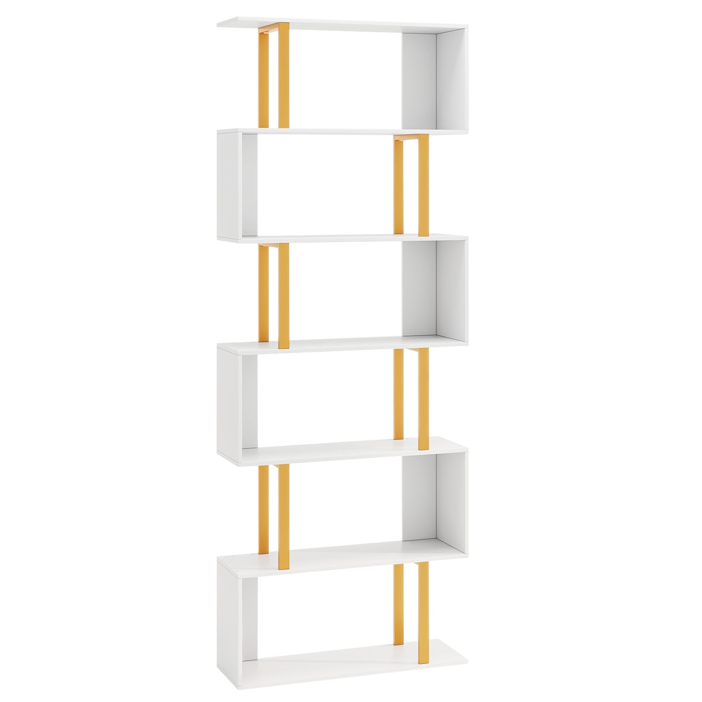 5-Tier/6-Tier Geometric Bookcase with Metal Frame and Anti-tipping Kits-6-Tier Kids Crystal