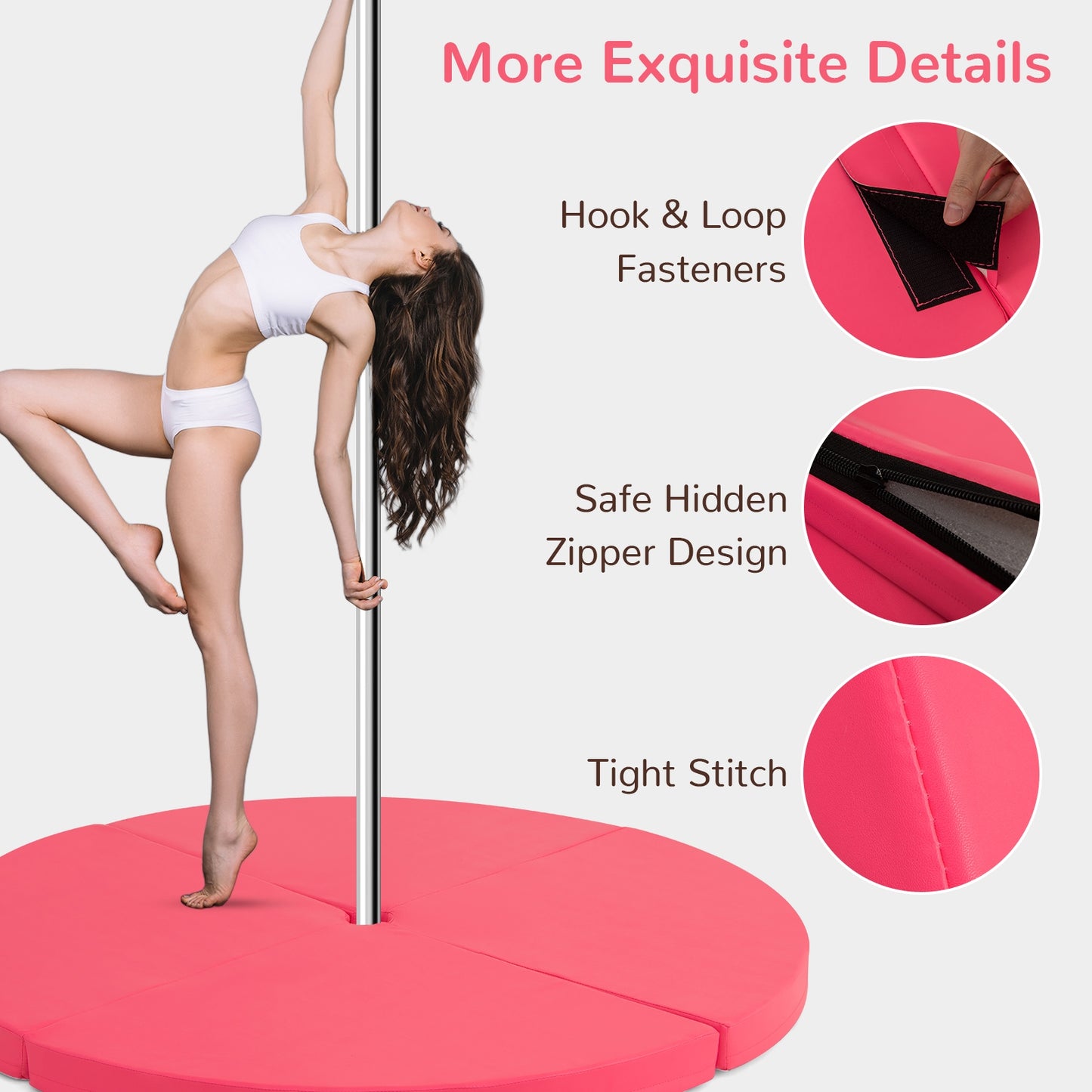 Pole Dance Crash Mat Round Portable Yoga Mat with EPE Foam-Pink Kids Crystal