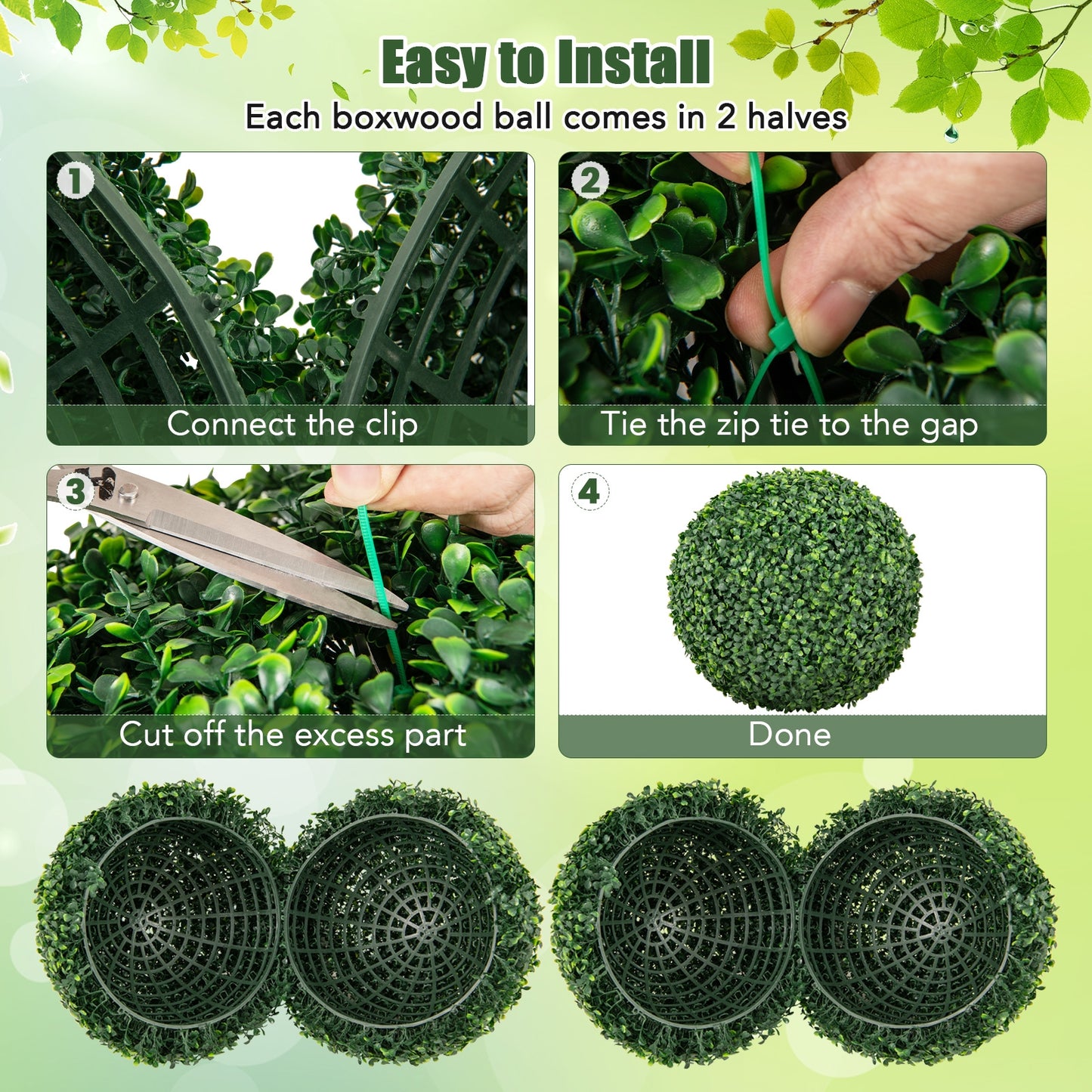 2 Pieces 16/20 Inches Artificial Plant Boxwood Topiary Ball for Patio Garden Front Door Balcony Backyard-S Kids Crystal