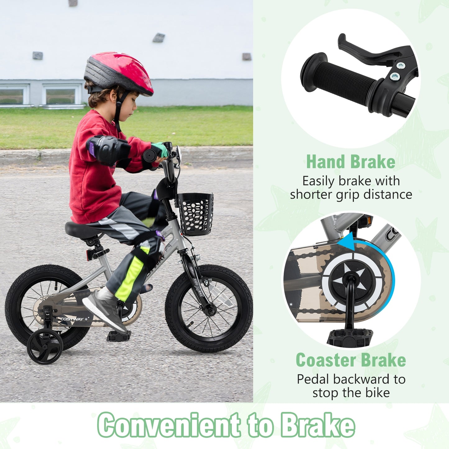 14 Inch Kids Bike Adjustable with Transparent Chain Cover for 4-5 Years Old Kids Crystal