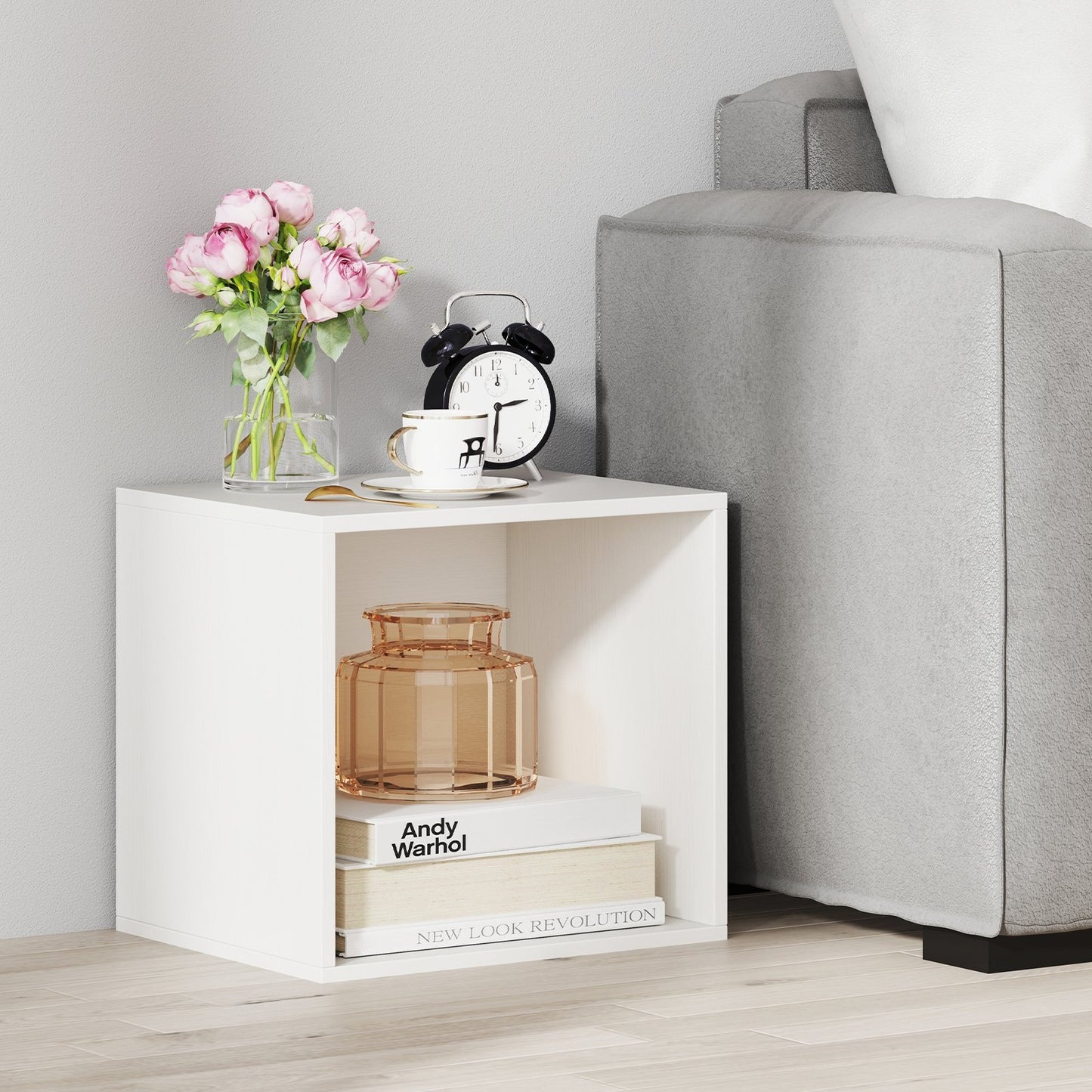 Cube Storage Organizer Stackable Open Book Shelf Wooden Display Shelving Unit-White Kids Crystal