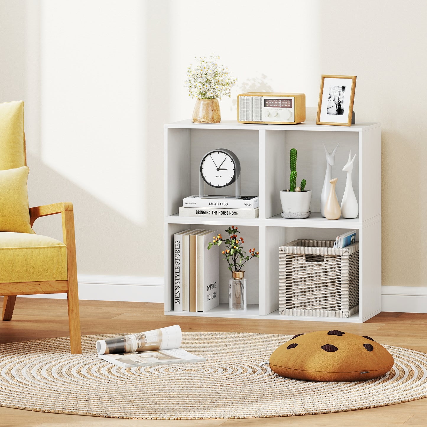 Cube Storage Organizer Stackable Open Book Shelf Wooden Display Shelving Unit-White Kids Crystal