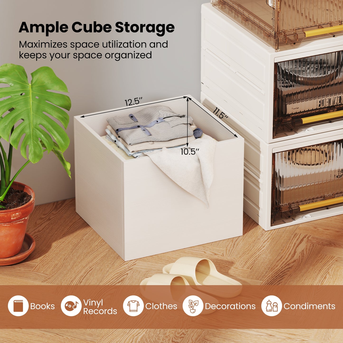 Cube Storage Organizer Stackable Open Book Shelf Wooden Display Shelving Unit-White Kids Crystal