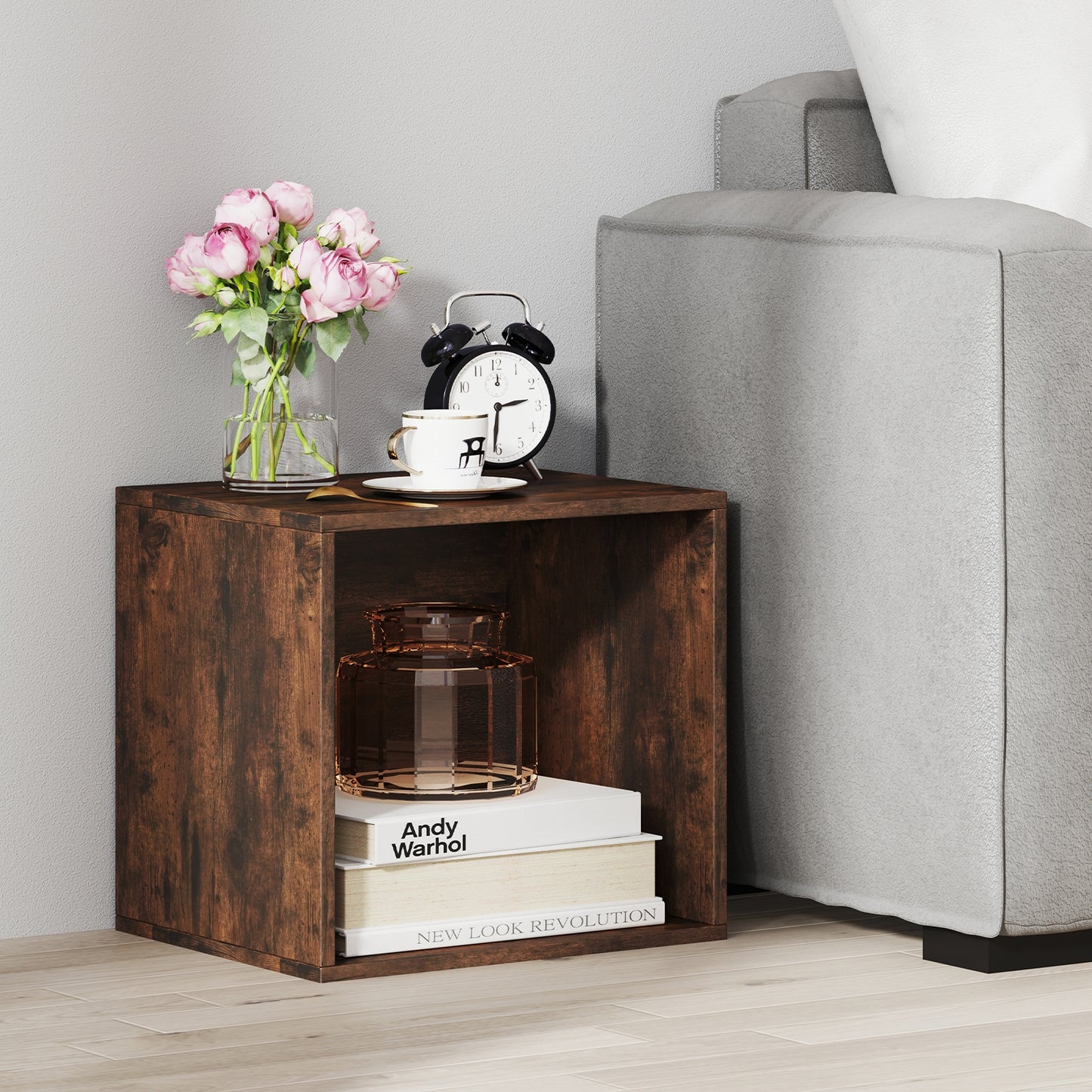 Cube Storage Organizer Stackable Open Book Shelf Wooden Display Shelving Unit-Rustic Brown Kids Crystal
