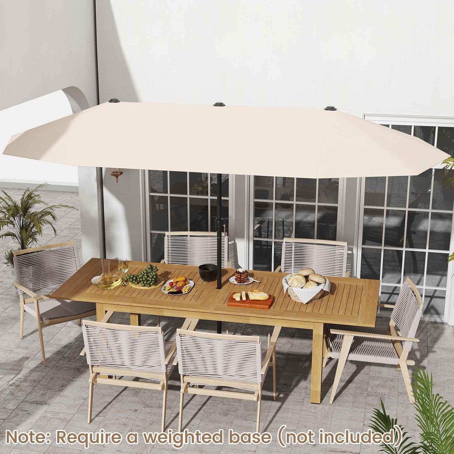 13 FT Large Patio Umbrella Outdoor Double-Sided Table Market Umbrella with Crank Handle-Beige Kids Crystal