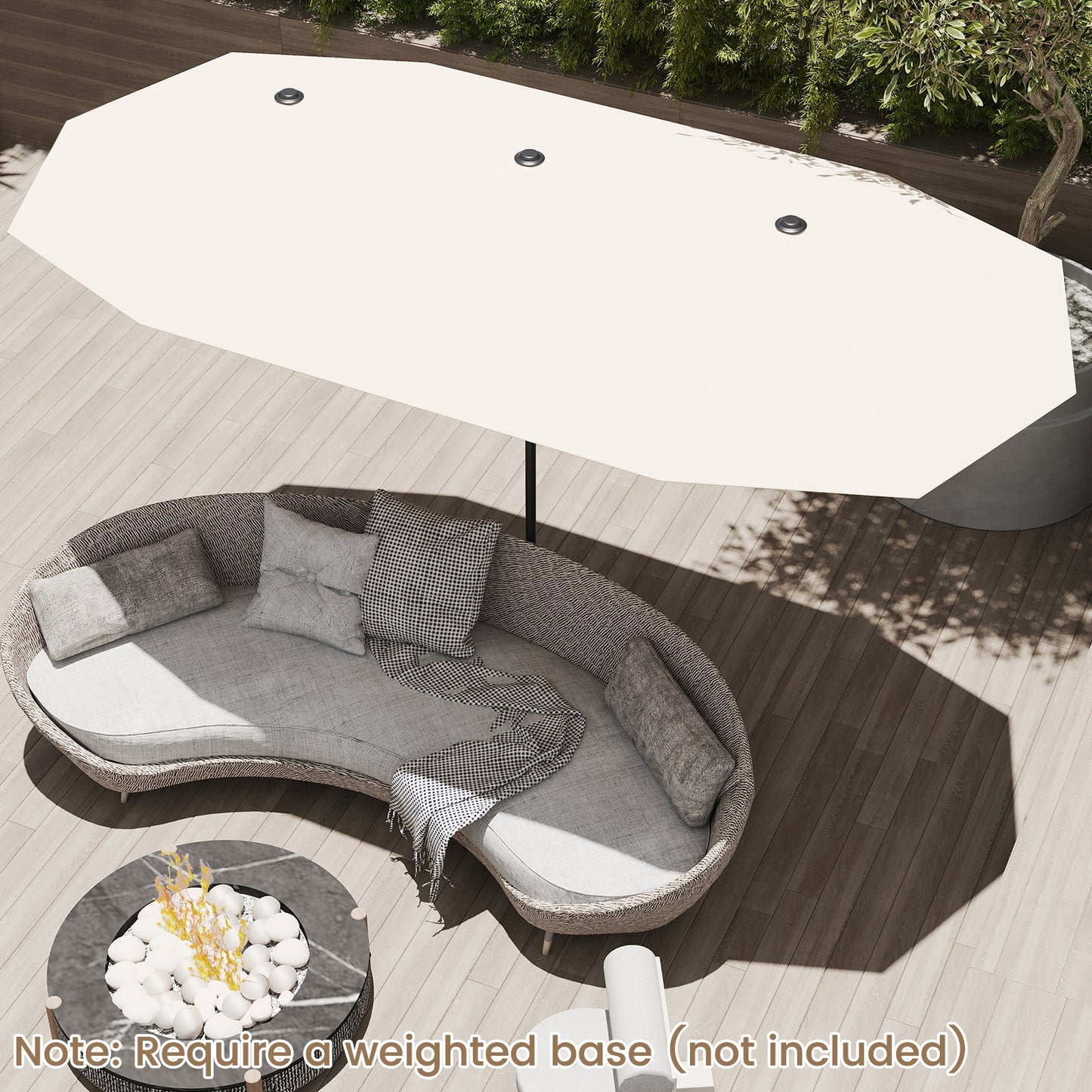 13 FT Large Patio Umbrella Outdoor Double-Sided Table Market Umbrella with Crank Handle-Beige Kids Crystal