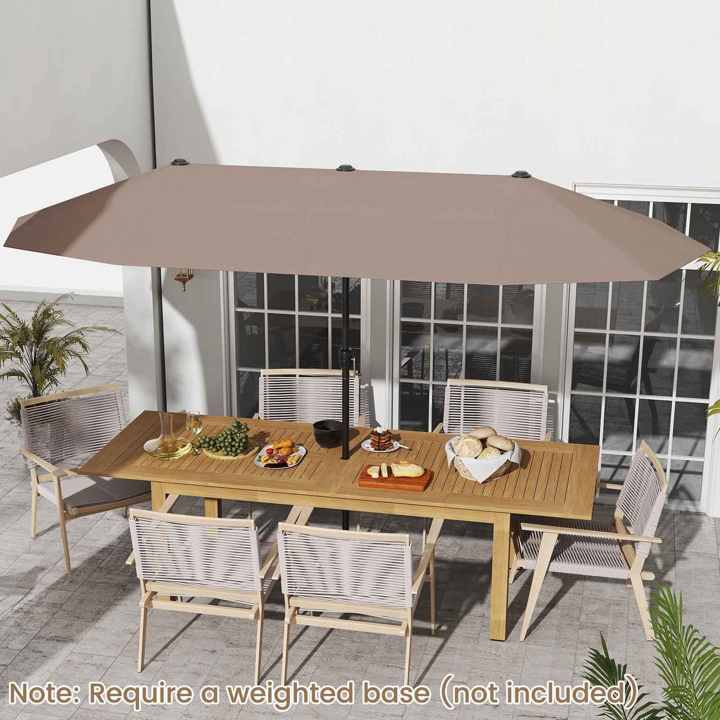 13 FT Large Patio Umbrella Outdoor Double-Sided Table Market Umbrella with Crank Handle-Coffee Kids Crystal