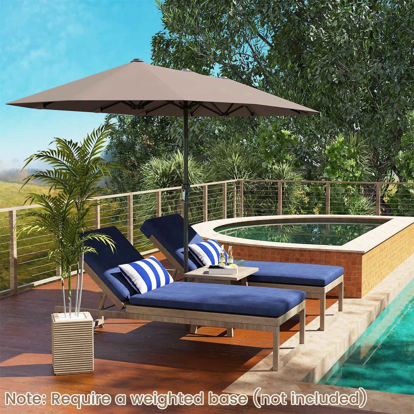 13 FT Large Patio Umbrella Outdoor Double-Sided Table Market Umbrella with Crank Handle-Coffee Kids Crystal