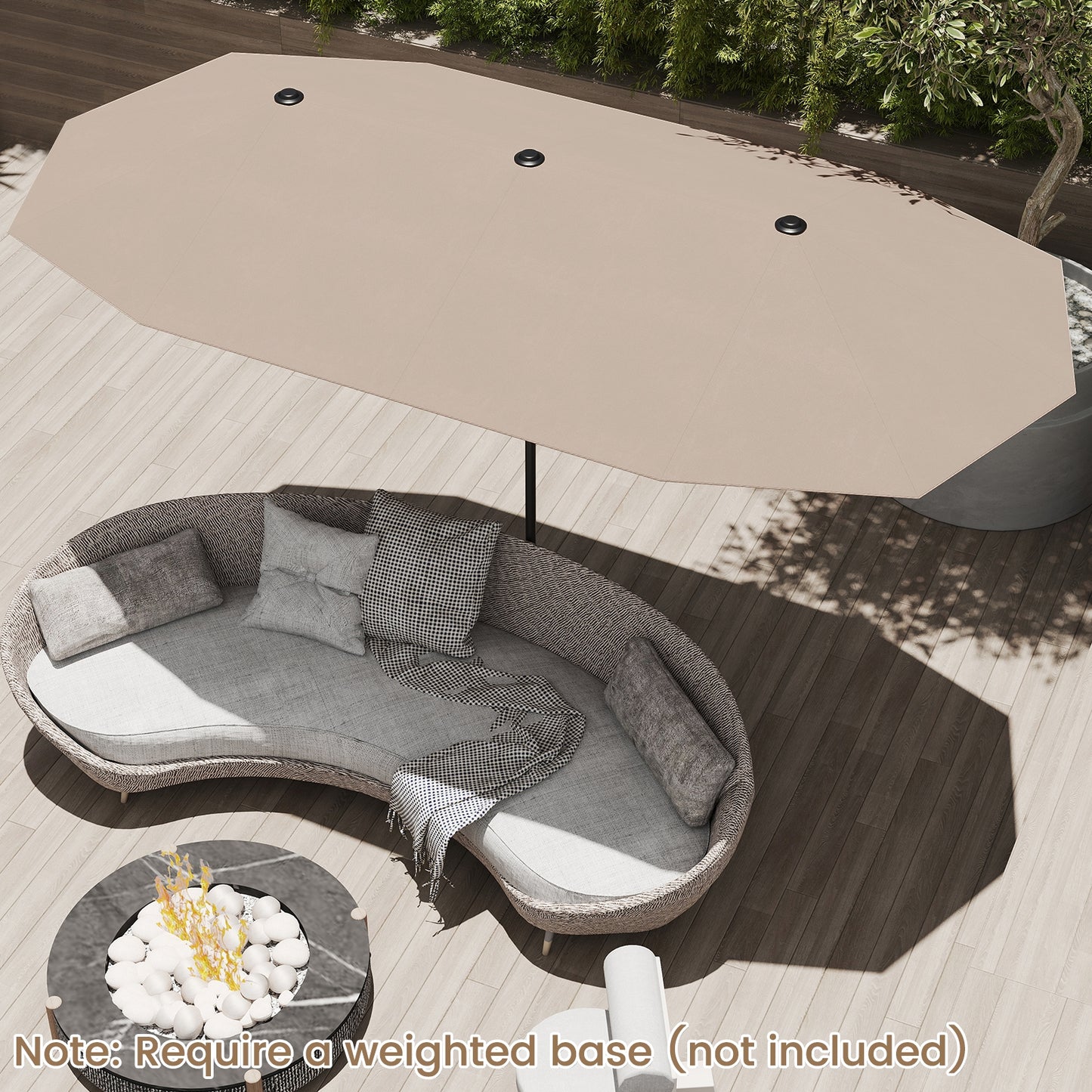13 FT Large Patio Umbrella Outdoor Double-Sided Table Market Umbrella with Crank Handle-Coffee Kids Crystal