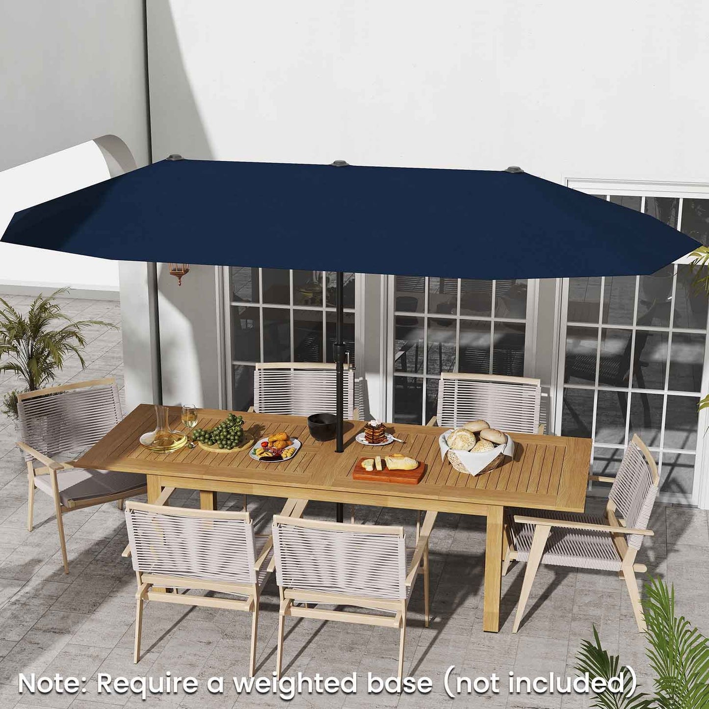13 FT Large Patio Umbrella Outdoor Double-Sided Table Market Umbrella with Crank Handle-Navy Kids Crystal