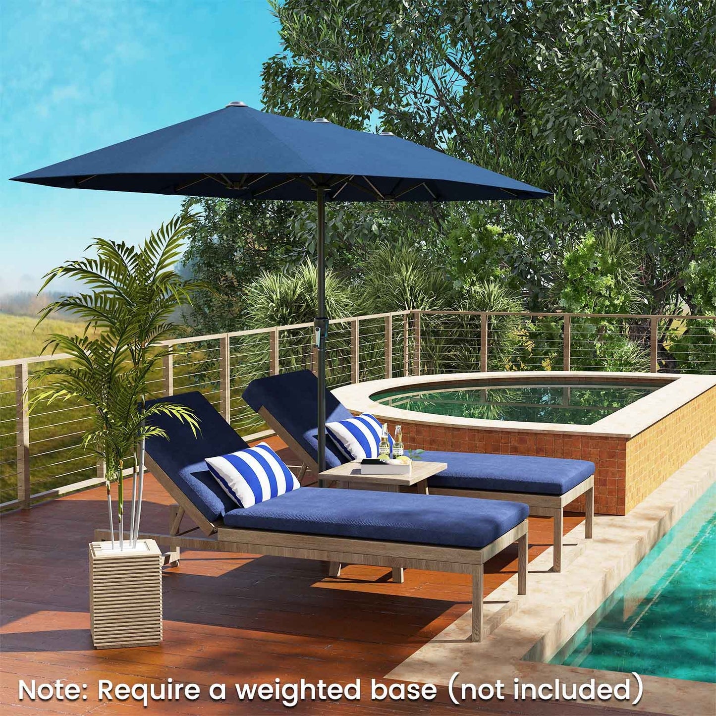 13 FT Large Patio Umbrella Outdoor Double-Sided Table Market Umbrella with Crank Handle-Navy Kids Crystal