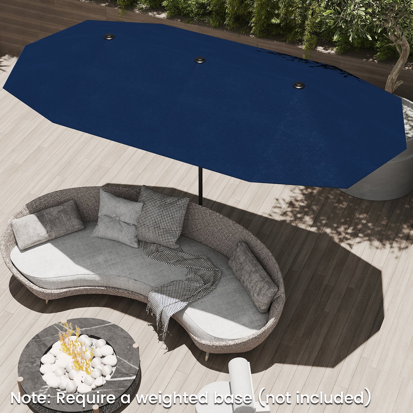 13 FT Large Patio Umbrella Outdoor Double-Sided Table Market Umbrella with Crank Handle-Navy Kids Crystal