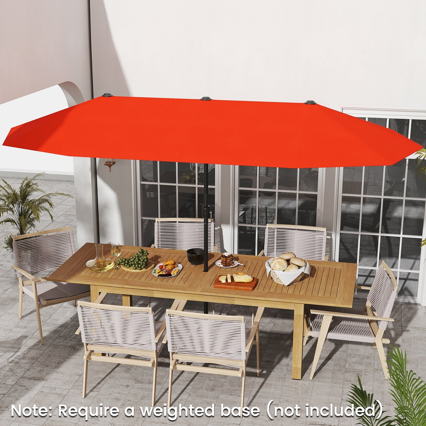 13 FT Large Patio Umbrella Outdoor Double-Sided Table Market Umbrella with Crank Handle-Orange Kids Crystal