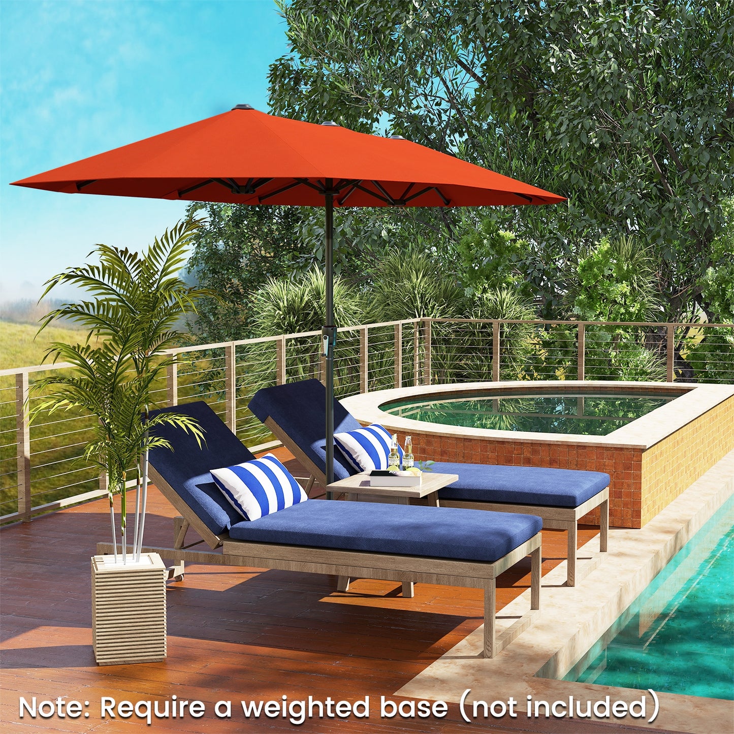 13 FT Large Patio Umbrella Outdoor Double-Sided Table Market Umbrella with Crank Handle-Orange Kids Crystal